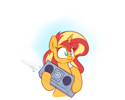 Size: 1280x1024 | Tagged: safe, artist:heir-of-rick, part of a set, sunset shimmer, pony, unicorn, bipedal, boombox, comic, lyrics, queen (band), simple background, solo, text, the end of equestria girls, the show must go on (song), white background