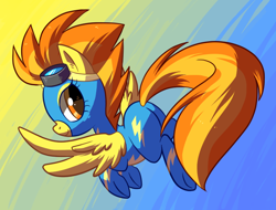 Size: 678x515 | Tagged: safe, artist:reuniclus, derpibooru import, spitfire, pegasus, pony, female, mare, solo, two toned mane, wings, yellow coat