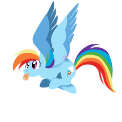 Size: 380x380 | Tagged: safe, artist:dragonfruitdarigan, derpibooru import, edit, rainbow dash, pegasus, pony, cropped, cutie mark, female, flying, lineless, majestic as fuck, mare, silly, simple background, solo, spread wings, tongue out, transparent background, wings