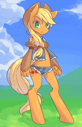 Size: 514x800 | Tagged: safe, artist:temecharo, applejack, anthro, clothes, daisy dukes, solo