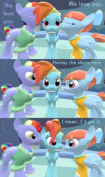 Size: 1280x2160 | Tagged: safe, derpibooru import, bow hothoof, rainbow dash, windy whistles, pegasus, pony, 3d, i'm with stupid, kissing, rainbow dash's parents, source filmmaker, spongebob squarepants