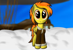 Size: 1444x1000 | Tagged: safe, artist:abaddon41, derpibooru import, spitfire, pegasus, pony, female, mare, two toned mane, wings, yellow coat