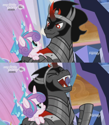 Size: 1224x1400 | Tagged: safe, derpibooru import, edit, edited screencap, screencap, king sombra, princess flurry heart, alicorn, pony, unicorn, the beginning of the end, i need an adult