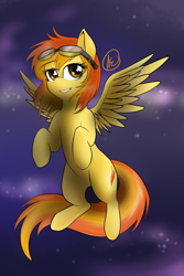 Size: 1200x1800 | Tagged: safe, artist:spittfireart, derpibooru import, spitfire, pegasus, pony, female, mare, solo, two toned mane, wings, yellow coat