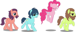 Size: 2724x1159 | Tagged: safe, artist:sketchmcreations, pinkie pie, earth pony, pony, party pooped, abbey road, beard, cutie mark, female, george harrison, glasses, hopping, inkscape, john lennon, lonely hearts, male, moustache, northern song, open mouth, paul mccartney, pinko starr, ponified, simple background, strawberry fields, the beatles, transparent background, vector, walking