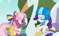 Size: 931x561 | Tagged: safe, screencap, cheerilee, rarity, pony, unicorn, the cart before the ponies, cheerileeder, cheerleader