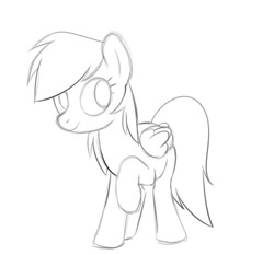 Size: 600x558 | Tagged: safe, artist:naroclie, derpibooru import, rainbow dash, pegasus, pony, black and white, female, grayscale, mare, monochrome, raised hoof, simple background, sketch, solo, white background