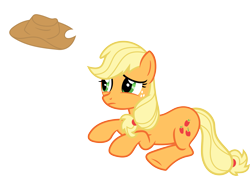 Size: 3499x2460 | Tagged: safe, artist:porygon2z, applejack, earth pony, pony, female, hat, mare, sad, simple background, solo, thought bubble, transparent background, vector