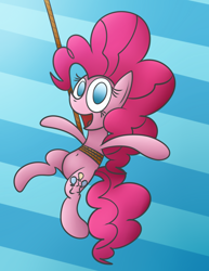 Size: 1000x1295 | Tagged: safe, artist:mr. rottson, pinkie pie, earth pony, pony, belly button, hanging, solo