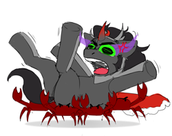 Size: 2000x1578 | Tagged: safe, artist:dino_horse, derpibooru import, king sombra, crab, pony, unicorn, the beginning of the end, angry, crab rave, cross-popping veins, king sombra is dead, meme, rest in peace, screaming, solo, sombra eyes