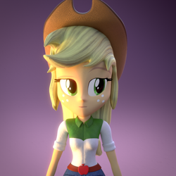 Size: 1080x1080 | Tagged: safe, artist:camtwosix, artist:creatorofpony, applejack, equestria girls, /mlp/, 3d, 3d model, blender, cowboy hat, freckles, hat, pose, solo, stetson, unamused, unconvinced applejack