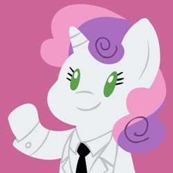 Size: 900x900 | Tagged: safe, artist:megasweet, sweetie belle, unicorn, ask smarty belle, clothes, smarty belle, solo