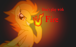 Size: 1280x800 | Tagged: safe, artist:highray, derpibooru import, spitfire, fire, smirk, solo, spitfiery