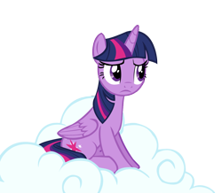 Size: 1000x873 | Tagged: safe, artist:names-tailz, derpibooru import, twilight sparkle, twilight sparkle (alicorn), alicorn, pony, testing testing 1-2-3, cloud, female, frown, mare, simple background, sitting, solo, transparent background, vector, worried