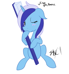 Size: 1063x1144 | Tagged: safe, artist:fribox, minuette, pony, unicorn, brushie, cargo ship, crack shipping, female, male, one eye closed, shipping, straight, toothbrush