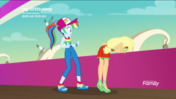 Size: 1136x640 | Tagged: safe, derpibooru import, screencap, applejack, rainbow dash, better together, equestria girls, spring breakdown, green face, seasickness, sick, sleeveless, vomit, vomiting