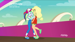 Size: 1136x640 | Tagged: safe, derpibooru import, screencap, applejack, rainbow dash, better together, equestria girls, spring breakdown, shaking, sick, sleeveless