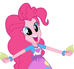 Size: 9000x8316 | Tagged: safe, artist:luckreza8, artist:starshinecelestalis, edit, pinkie pie, equestria girls, friendship games, .svg available, absurd resolution, clothes, cupcake, inkscape, open mouth, simple background, skirt, solo, transparent background, vector, vector edit