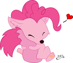 Size: 1280x1105 | Tagged: safe, artist:midnightblitzz, pinkie pie, wolf, cute, simple background, solo, species swap, tail hug, transparent background, vector