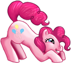 Size: 400x356 | Tagged: safe, artist:deathdog3000, pinkie pie, earth pony, pony, crouching, excited, grin, solo