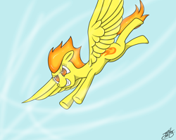 Size: 5000x4000 | Tagged: safe, artist:tlatophat, derpibooru import, spitfire, pegasus, pony, female, mare, solo, two toned mane, wings, yellow coat