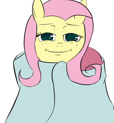 Size: 1000x1080 | Tagged: safe, artist:flutteriot, fluttershy, pegasus, pony, blanket, comfy, solo