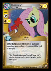 Size: 344x480 | Tagged: safe, fluttershy, chicken, pegasus, pony, card, ccg, enterplay, equestrian odysseys, the stare