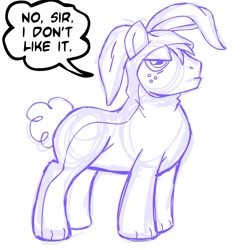 Size: 945x945 | Tagged: safe, artist:megasweet, big macintosh, earth pony, pony, rabbit, bunny costume, bunny pajamas, clothes, male, monochrome, mr. horse, pink nightmare, ren and stimpy, sketch, stallion