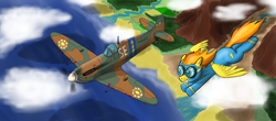 Size: 3458x1524 | Tagged: safe, artist:laptopgun, derpibooru import, spitfire, aircraft, fighter, namesake, plane, supermarine spitfire