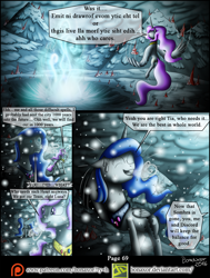 Size: 1200x1588 | Tagged: safe, artist:bonaxor, princess celestia, princess luna, alicorn, pony, comic:corruption, comic, magic, patreon, patreon logo, snow