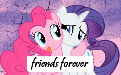 Size: 640x400 | Tagged: safe, pinkie pie, rarity, earth pony, pony, unicorn, best friends, duo, duo female, female, mare, pink coat, pink mane, purple mane, white coat