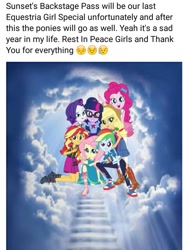 Size: 717x952 | Tagged: safe, applejack, fluttershy, pinkie pie, rainbow dash, rarity, sci-twi, sunset shimmer, twilight sparkle, equestria girls, equestria girls series, spoiler:eqg series (season 2), 2019, cartoon heaven, end of g4, end of ponies, farewell, heaven, humane five, humane seven, humane six, rest in peace, the end, the end of equestria girls, the ride ends