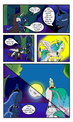 Size: 3000x5000 | Tagged: safe, artist:astroanimations, princess celestia, princess luna, alicorn, pony, comic:celestia's yearning, cloak, clothes, comic, moon, sun