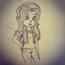 Size: 1260x1260 | Tagged: safe, artist:wrath-marionphauna, starlight glimmer, human, equestria girls, clothes, looking at you, pencil drawing, solo, traditional art