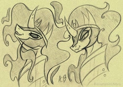 Size: 2296x1617 | Tagged: safe, artist:rossmaniteanzu, derpibooru import, king sombra, pony, unicorn, the beginning of the end, male, pencil drawing, sketch, smiling, solo, stallion, traditional art