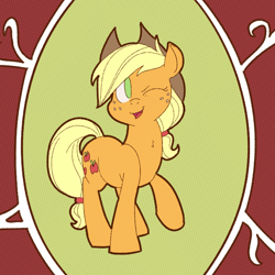 Size: 700x700 | Tagged: safe, artist:goat train, applejack, earth pony, pony, female, mare, solo, wink