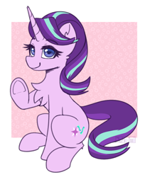 Size: 800x982 | Tagged: safe, artist:puetsua, starlight glimmer, pony, unicorn, chest fluff, smiling, solo, underhoof