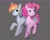 Size: 2500x2000 | Tagged: safe, artist:phattaraphorn_1, artist:tar, derpibooru import, pinkie pie, rainbow dash, earth pony, pegasus, pony, female, lesbian, pinkiedash, shipping, smiling, take a walk, walking, wings