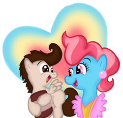 Size: 858x824 | Tagged: safe, artist:doodlinjaz, cup cake, pound cake, earth pony, pegasus, pony, colt, female, heart, looking at each other, male, mare, mother and child, mother and son, open mouth, parent and child, simple background, smiling, transparent background, wings