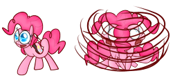 Size: 1280x593 | Tagged: safe, artist:mr-degration, pinkie pie, earth pony, pony, mistake, propeller, scared, simple background, solo, spinning, transparent background