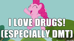 Size: 610x343 | Tagged: safe, pinkie pie, earth pony, pony, dmt, drugs, image macro, meme