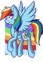 Size: 741x1078 | Tagged: safe, artist:snowolive, derpibooru import, part of a set, rainbow dash, pegasus, pony, abstract background, cutie mark, female, mare, pinpoint eyes, raised hoof, smiling, solo, spread wings, wings