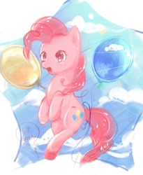 Size: 765x934 | Tagged: safe, artist:xshrxshrxshr, pinkie pie, earth pony, pony, balloon, female, mare, pink coat, pink mane, solo