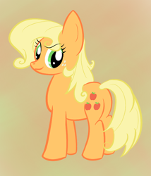 Size: 600x700 | Tagged: safe, artist:hip-indeed, applejack, earth pony, pony, blonde mane, female, mare, missing accessory, orange coat, solo