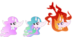 Size: 5000x2487 | Tagged: safe, artist:orin331, nightmare star, princess celestia, alicorn, pony, absurd resolution, cewestia, cute, cutelestia, filly, foal, looking at you, mane of fire, pink-mane celestia, simple background, transparent background, younger