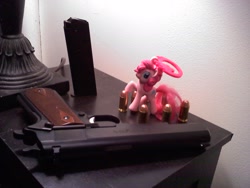 Size: 2048x1536 | Tagged: safe, pinkie pie, /k/, gun, handgun, irl, m1911, photo, pistol, weapon