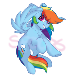 Size: 1800x1800 | Tagged: safe, artist:spoopygander, derpibooru import, rainbow dash, pegasus, pony, backwards cutie mark, butt fluff, charm, chest fluff, cute, female, flying, mare, multicolored hair, outline, simple background, smiling, smirk, smug, solo, transparent background, underhoof, wing fluff, wings