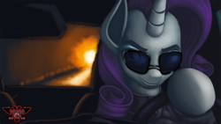 Size: 3840x2160 | Tagged: safe, artist:tsaritsaluna, rarity, pony, unicorn, car, clothes, d.notive, driving, glasses, ponified, sunglasses