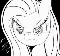 Size: 2401x2233 | Tagged: safe, artist:flutteriot, fluttershy, pegasus, pony, female, mare, monochrome, solo