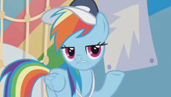 Size: 1356x768 | Tagged: safe, derpibooru import, edit, edited screencap, editor:michaelsety, screencap, rainbow dash, pegasus, pony, 2 4 6 greaaat, bedroom eyes, cap, coach, cute, dashabetes, dat butt, hat, lip bite, meme